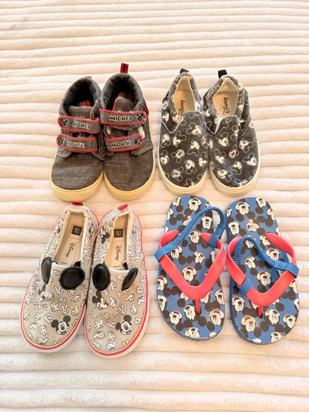 GAP Kids Mickey Mouse Navy, Gray & Red Flip Flops